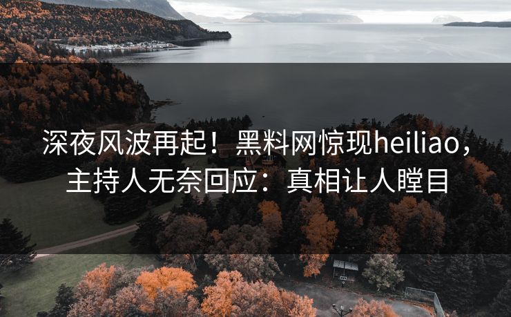 深夜风波再起！黑料网惊现heiliao，主持人无奈回应：真相让人瞠目