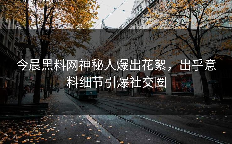今晨黑料网神秘人爆出花絮，出乎意料细节引爆社交圈