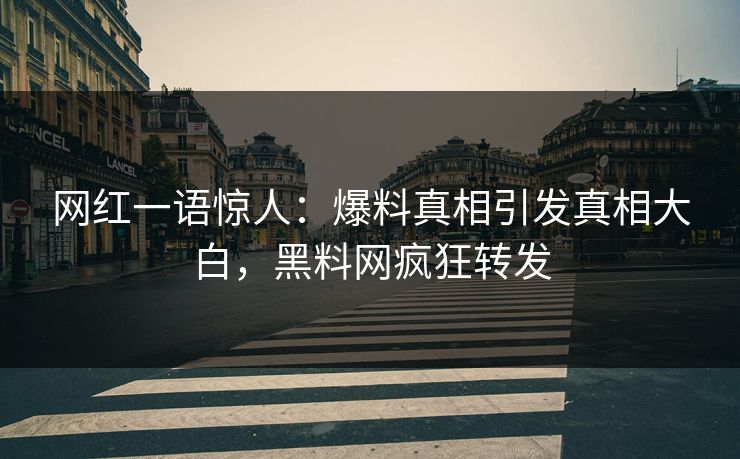 网红一语惊人：爆料真相引发真相大白，黑料网疯狂转发