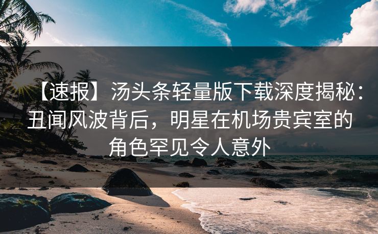 【速报】汤头条轻量版下载深度揭秘：丑闻风波背后，明星在机场贵宾室的角色罕见令人意外