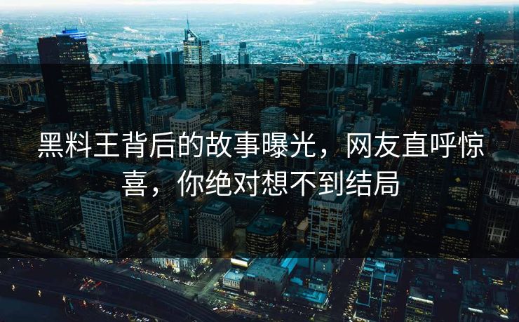 黑料王背后的故事曝光，网友直呼惊喜，你绝对想不到结局