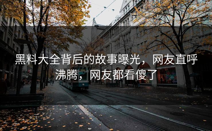 黑料大全背后的故事曝光，网友直呼沸腾，网友都看傻了