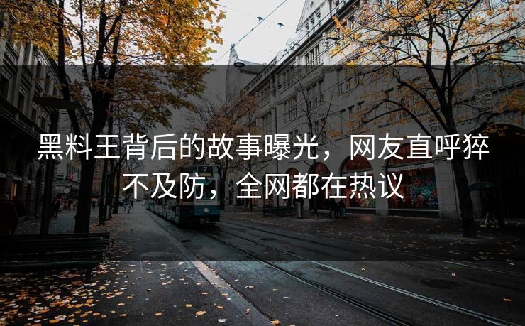 黑料王背后的故事曝光，网友直呼猝不及防，全网都在热议