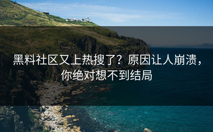 黑料社区又上热搜了？原因让人崩溃，你绝对想不到结局