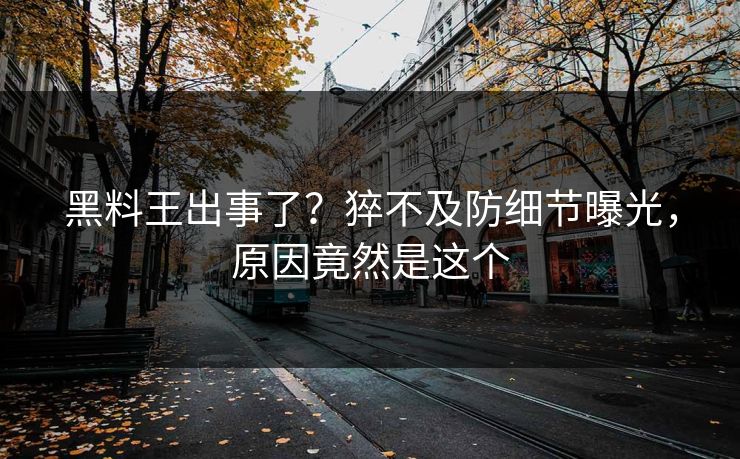 黑料王出事了？猝不及防细节曝光，原因竟然是这个