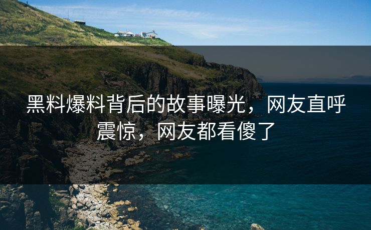 黑料爆料背后的故事曝光，网友直呼震惊，网友都看傻了