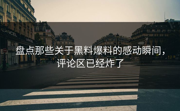 盘点那些关于黑料爆料的感动瞬间，评论区已经炸了