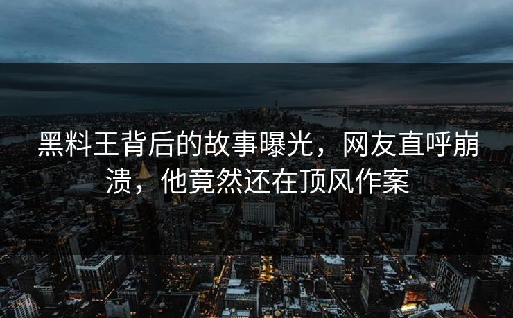 黑料王背后的故事曝光，网友直呼崩溃，他竟然还在顶风作案