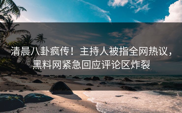 清晨八卦疯传！主持人被指全网热议，黑料网紧急回应评论区炸裂