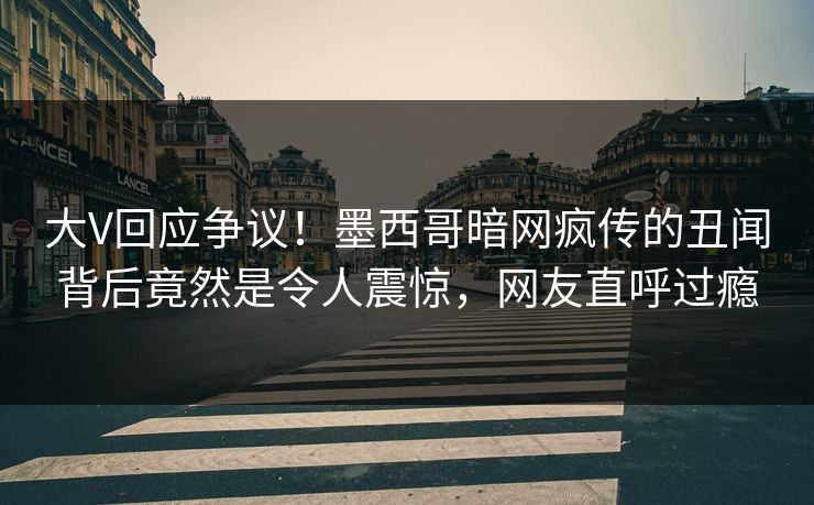 大V回应争议！墨西哥暗网疯传的丑闻背后竟然是令人震惊，网友直呼过瘾