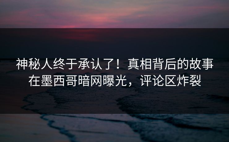 神秘人终于承认了！真相背后的故事在墨西哥暗网曝光，评论区炸裂
